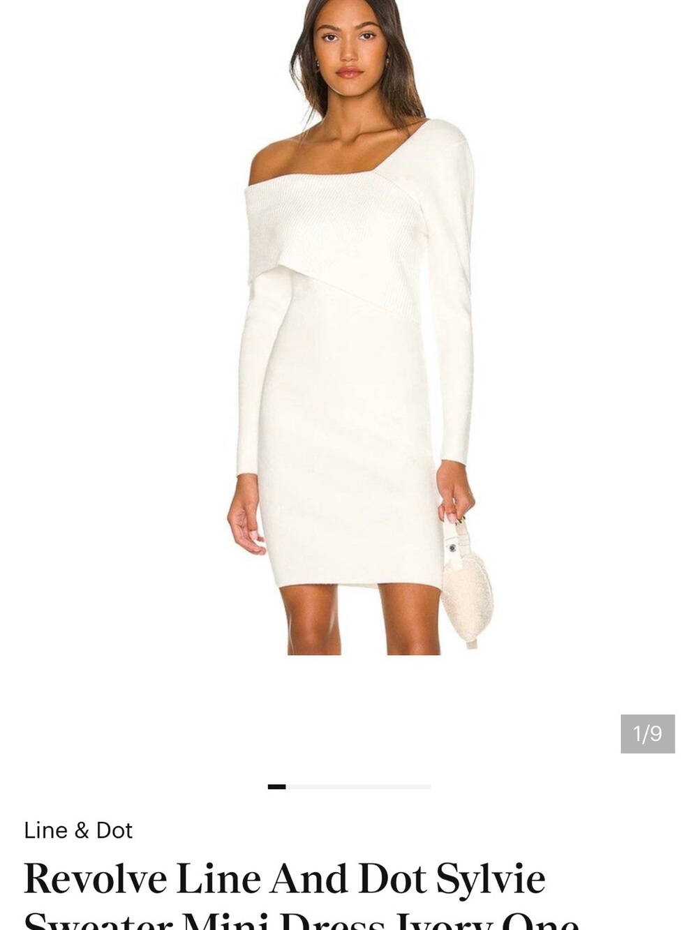 Line & Dot Ivory Asymmetric Off-Shoulder Sweater Mini Dress